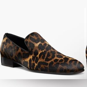 Stuart Weitzman Men's Alfred Leopard-Print Calf Hair Loafers . New no box